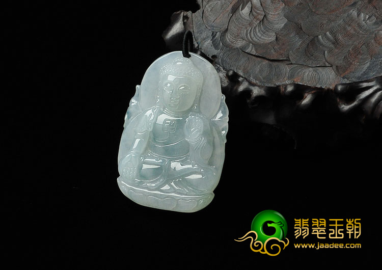 糯冰种晴水略飘花缅甸翡翠A货释迦牟尼挂件