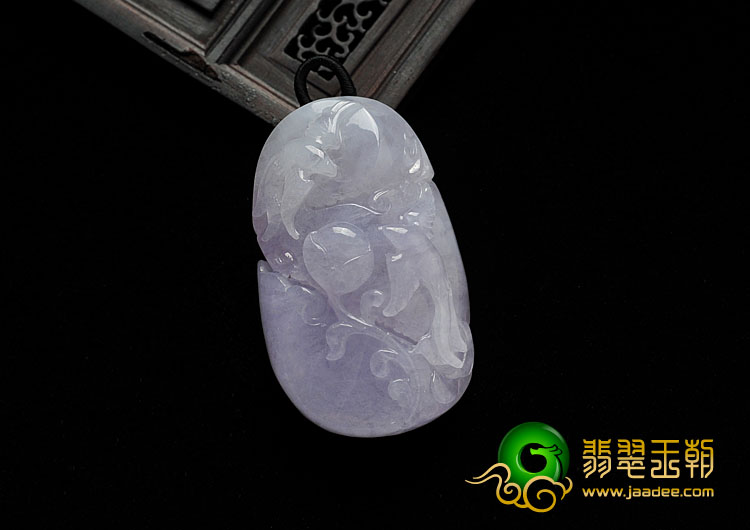 糯冰种紫罗兰缅甸翡翠A货双喜临门挂件