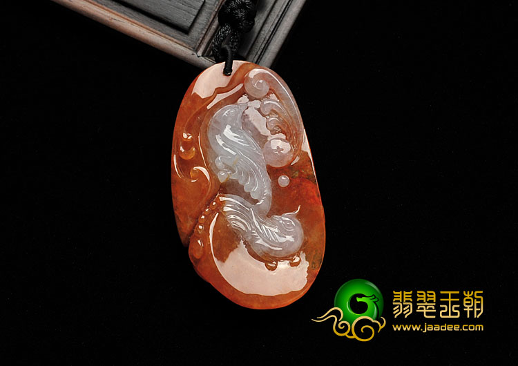 糯冰种红黄翡缅甸翡翠A货双喜临门挂件