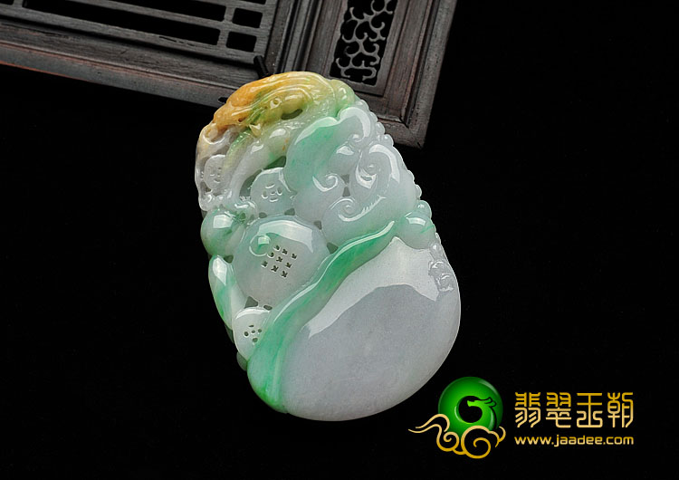 糯冰种黄加绿缅甸翡翠A货龙行如意挂件