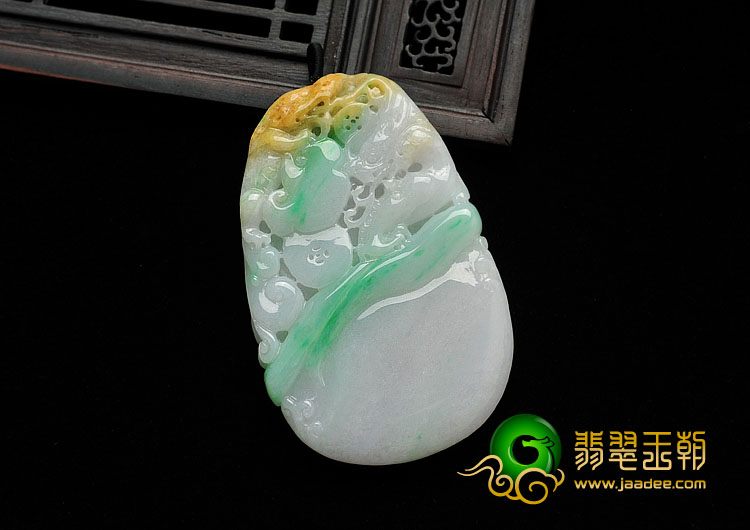 糯冰种黄加绿缅甸翡翠A货龙行如意挂件