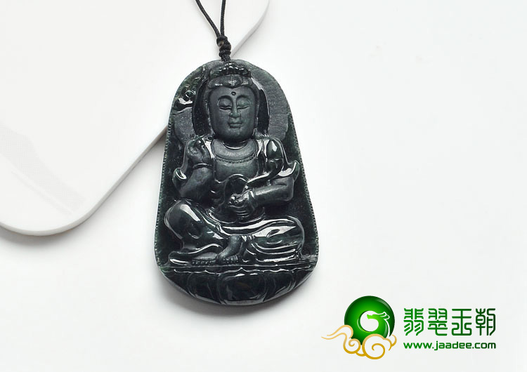 冰种墨翠缅甸翡翠A货观音挂件