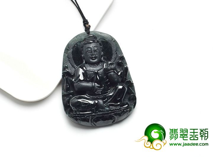 冰种墨翠缅甸翡翠A货观音挂件