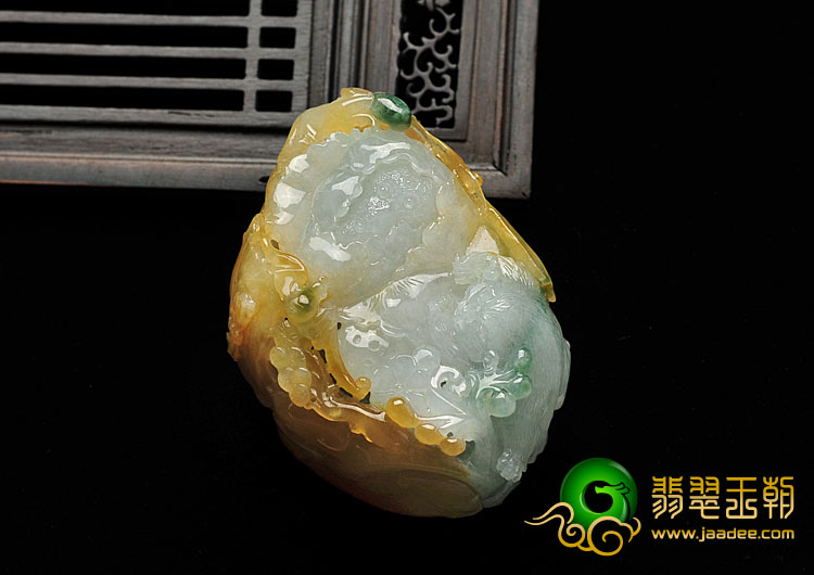 糯冰种黄翡飘花缅甸翡翠A货猫蝶富贵手玩件