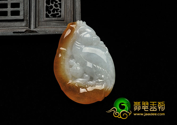糯冰种红黄翡缅甸翡翠A货英明神武挂件