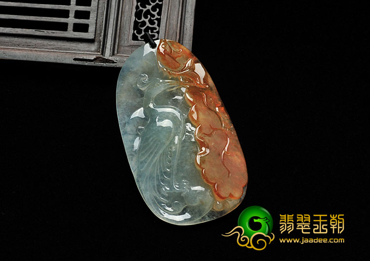 冰种红黄翡缅甸翡翠A货一路连科挂件