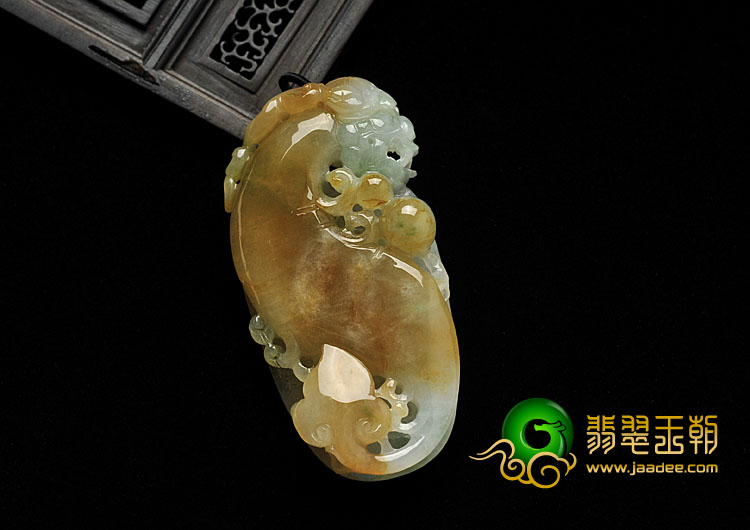 糯冰种红黄翡缅甸翡翠A货龙行如意挂件
