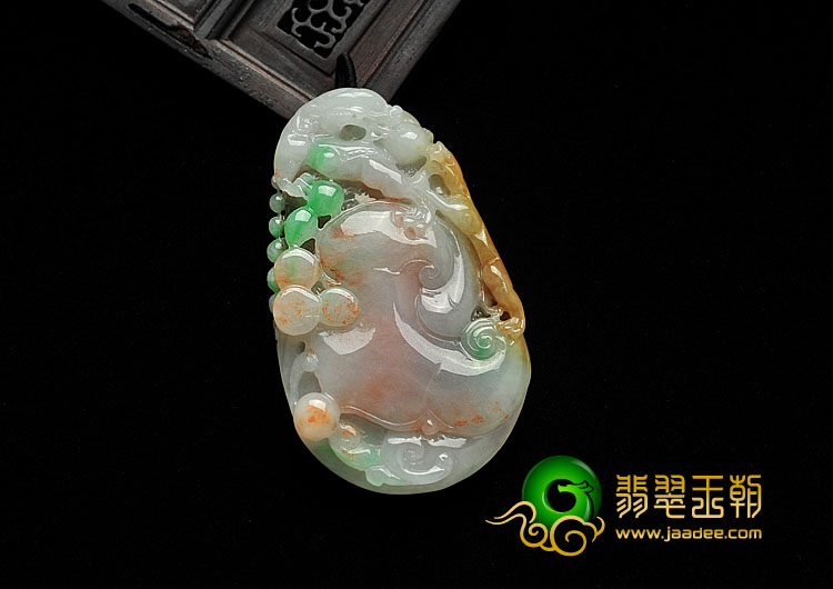 糯冰种三彩缅甸翡翠A货龙行如意挂件