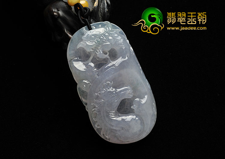 冰种淡紫罗兰缅甸翡翠A货龙马精神挂件