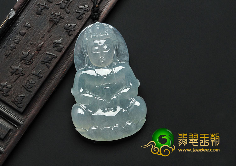 冰种晴水缅甸翡翠A货观音挂件