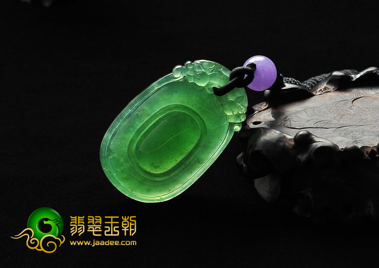 冰种满绿缅甸翡翠A货福在眼前挂件