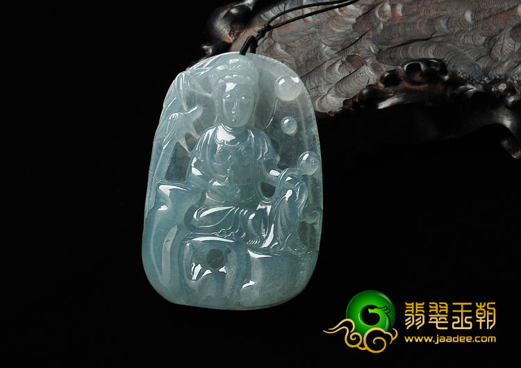 冰种晴水缅甸翡翠A货观音挂件