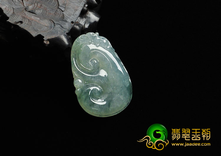 冰种飘花缅甸翡翠A货如意寿挂件