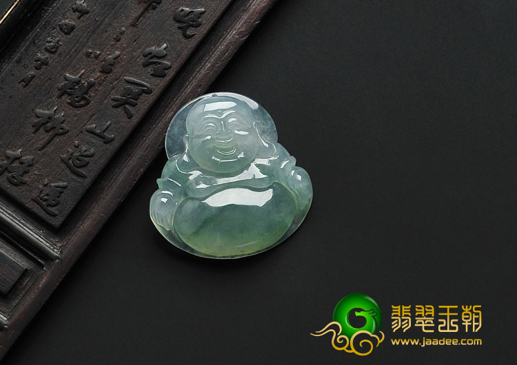 冰种飘花缅甸翡翠A货玉佛挂件