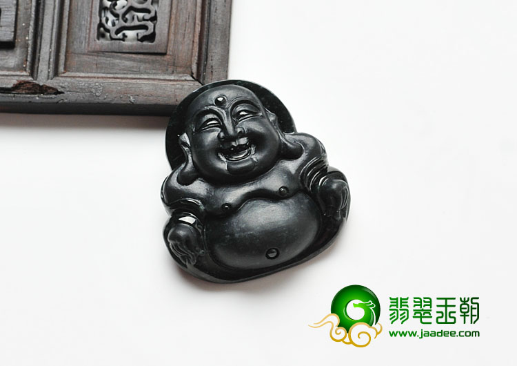 糯冰种墨翠缅甸翡翠A货玉佛挂件