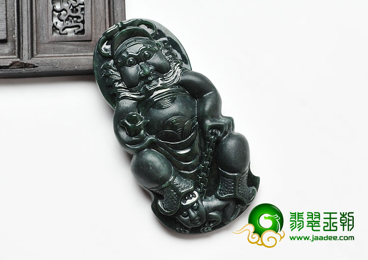冰种墨翠缅甸翡翠A货钟馗挂件