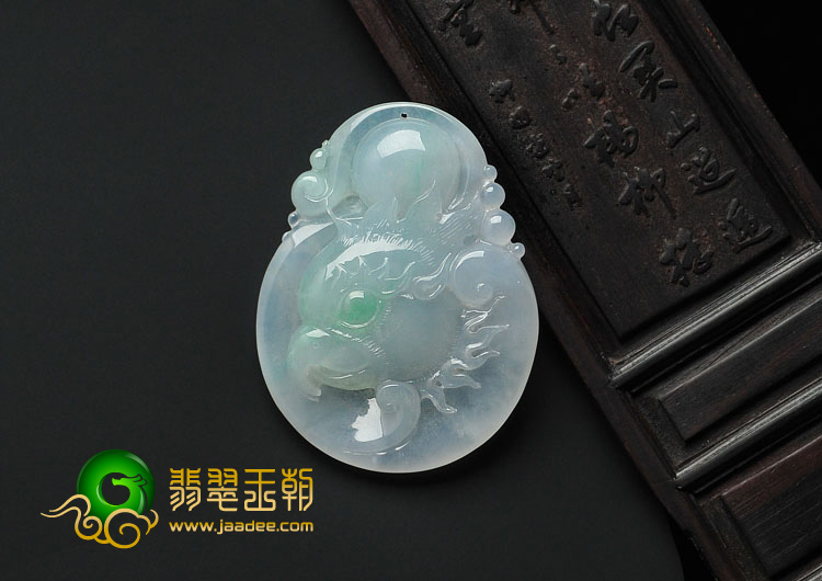 冰种飘翠缅甸翡翠A货英明神武挂件