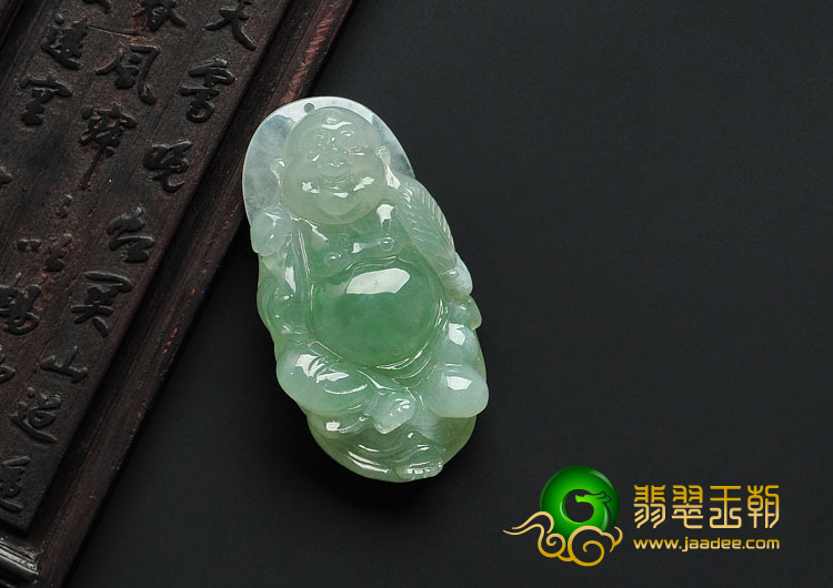 冰种绿晴水缅甸翡翠玉佛挂件