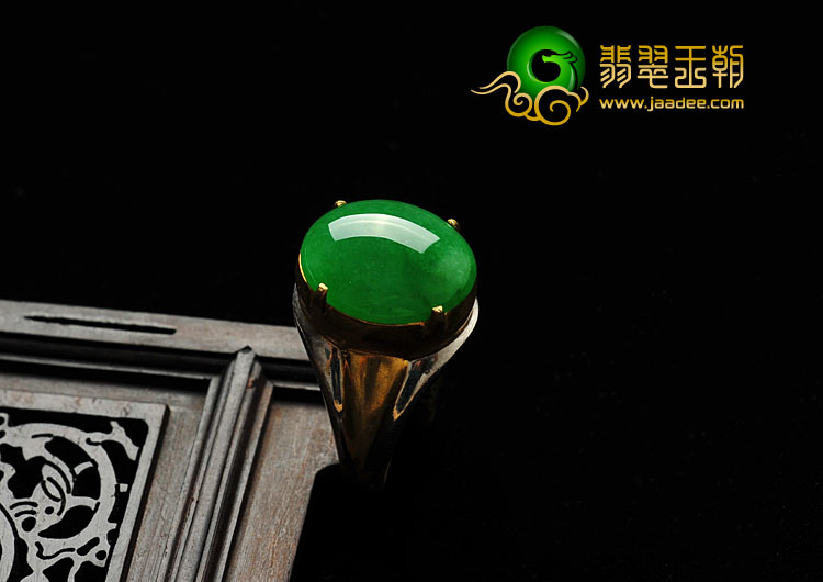 冰种阳绿满绿缅甸翡翠A货戒面