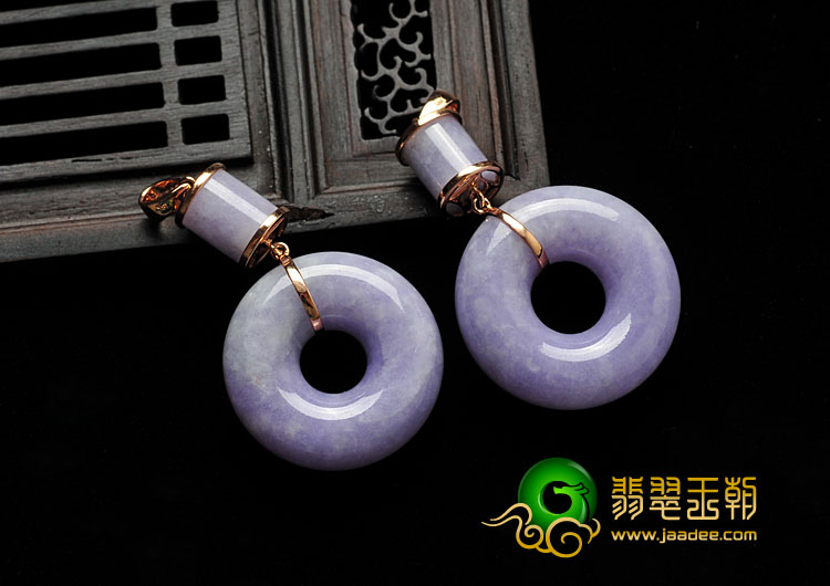糯冰种紫罗兰缅甸翡翠A货镶玫瑰金路路通胸坠（单价）（真钻）