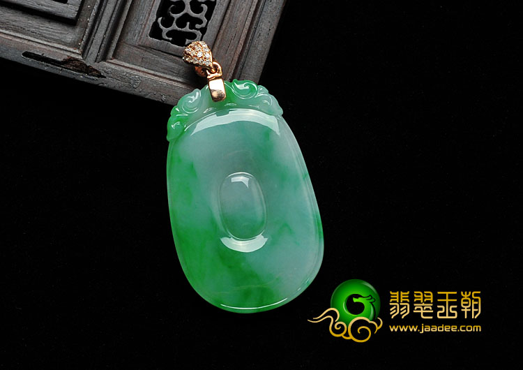 糯冰种飘翠缅甸翡翠A货福在眼前挂件