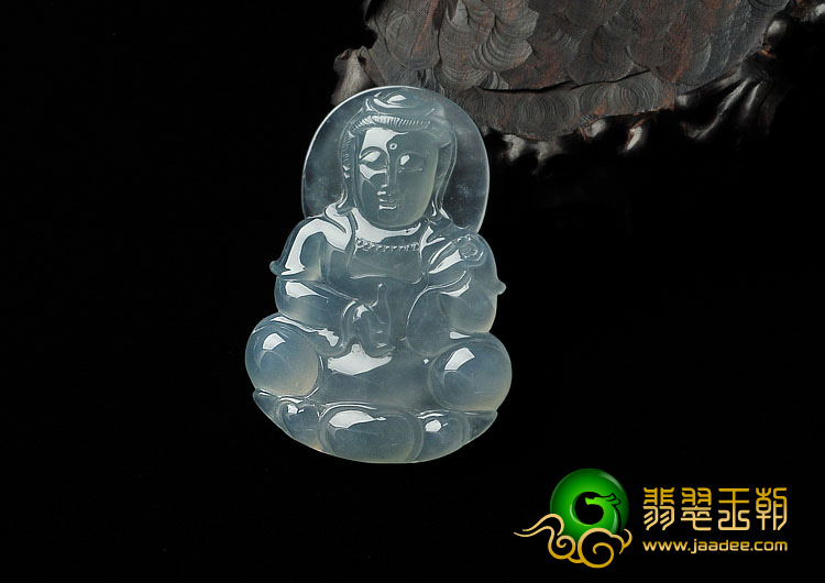 冰种晴水缅甸翡翠A货观音挂件