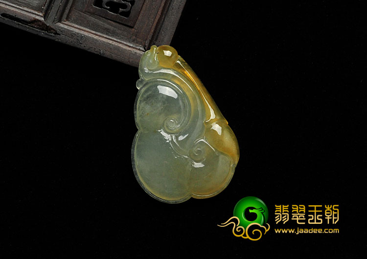 冰种黄翡缅甸翡翠A货如意寿挂件