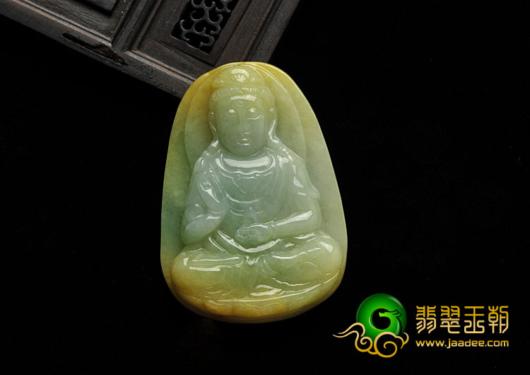 糯冰种黄翡晴水缅甸翡翠A货观音挂件