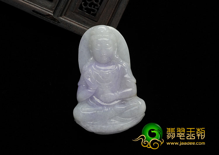 糯冰种紫罗兰黄翡缅甸翡翠A货观音挂件