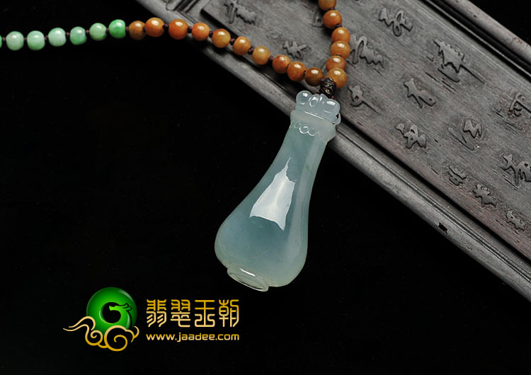 冰种晴水略飘花缅甸翡翠A货花瓶挂件