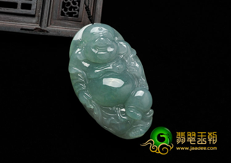 冰种晴水缅甸翡翠A货逍遥佛挂件