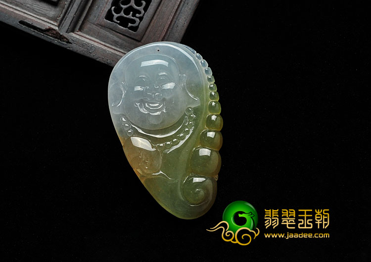 冰种褐黄翡缅甸翡翠A货佛头挂件