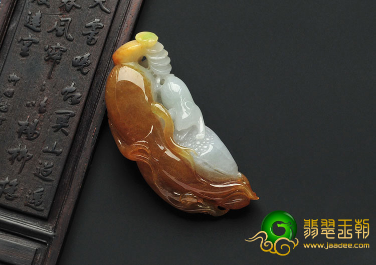 糯冰种褐黄翡缅甸翡翠A货人生如意挂件