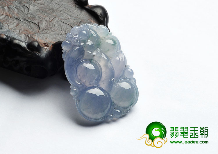 冰玻种紫罗兰飘花缅甸翡翠A货龙抱珠挂件