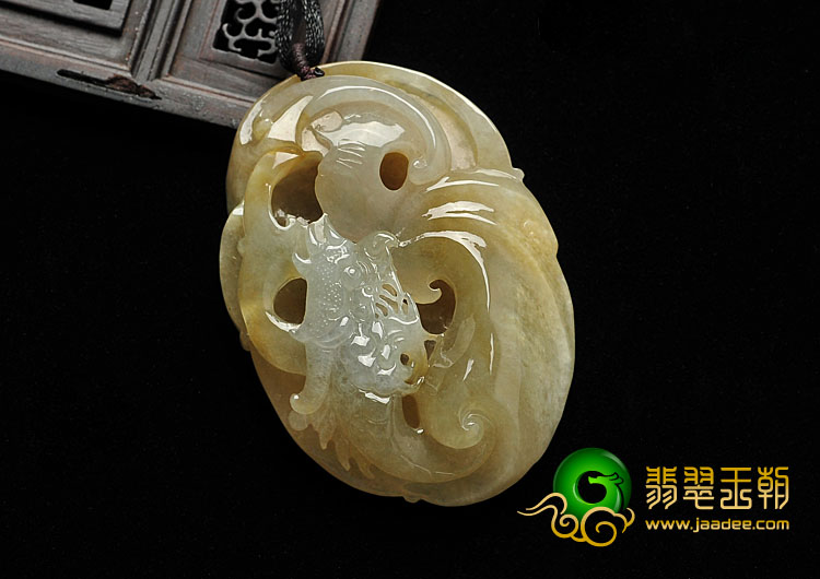 糯冰种褐黄翡缅甸翡翠A货飞龙在天挂件