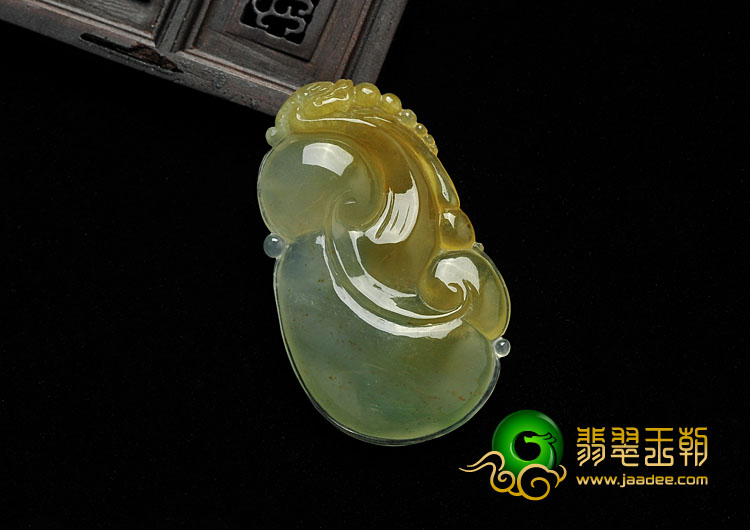 冰种黄翡晴水缅甸翡翠A货如意寿挂件