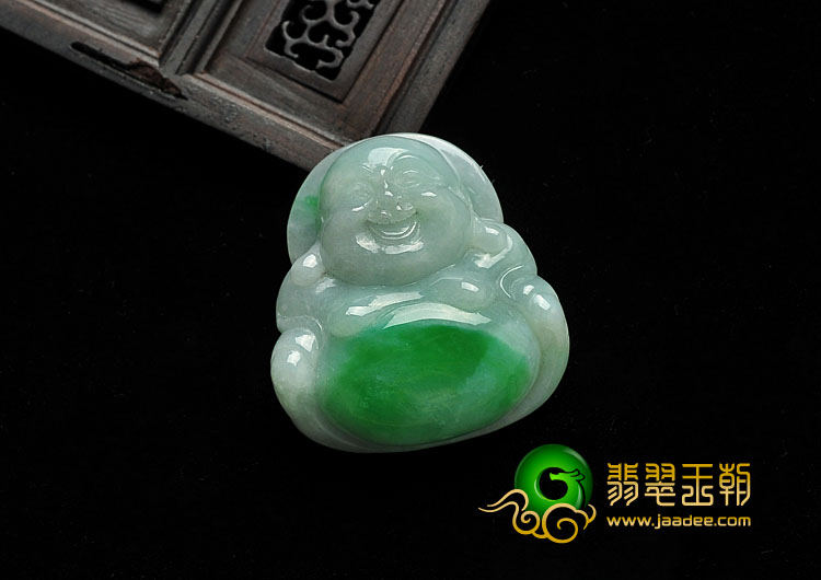 糯冰种翠色缅甸翡翠A货玉佛挂件
