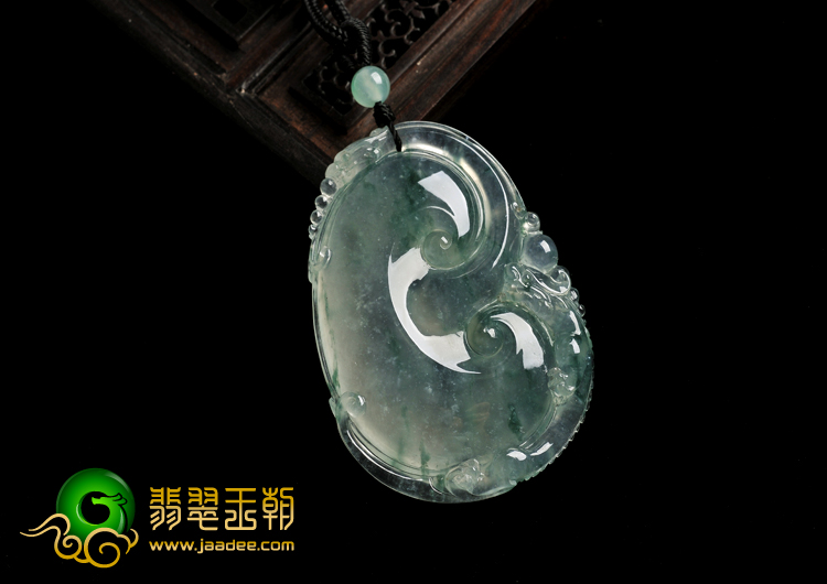 冰玻种飘花缅甸翡翠A货如意寿挂件