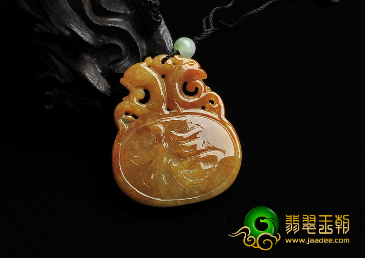糯冰种黄翡缅甸翡翠A货福在眼前挂件