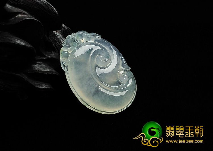 冰种晴水缅甸翡翠A货如意寿挂件