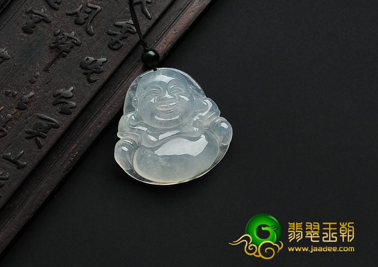 冰种略飘花缅甸翡翠A货玉佛挂件