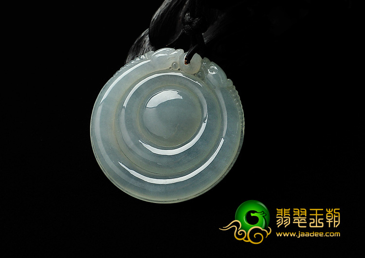 糯冰种晴水缅甸翡翠A货双龙如意挂件