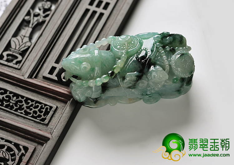 糯冰种飘花缅甸翡翠A货玉鼠运财挂件