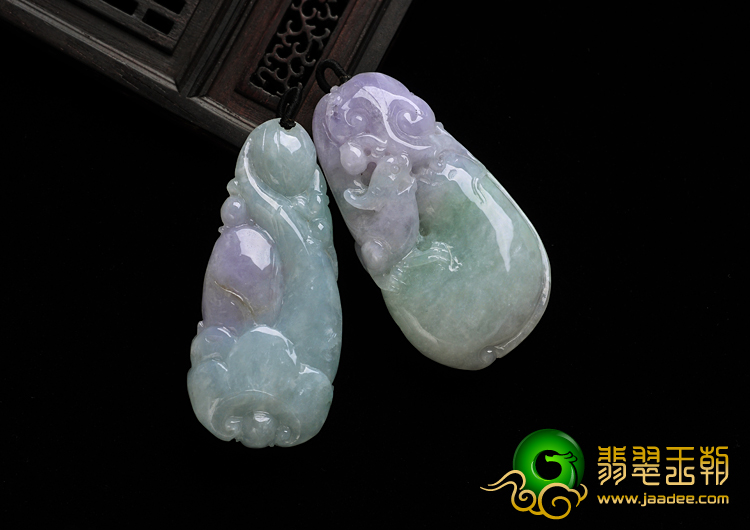糯冰种春带彩缅甸翡翠A货如意寿挂件（单价）