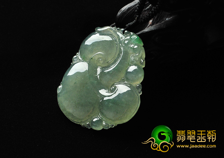 冰种飘花缅甸翡翠A货如意寿挂件