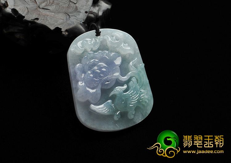 糯冰种春带彩缅甸翡翠A货鸟语花香挂件