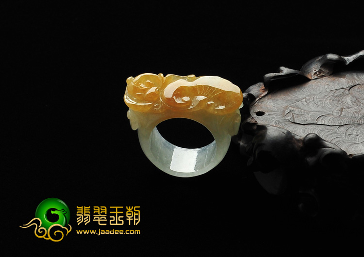 冰种黄翡缅甸翡翠A货灵芝如意指环