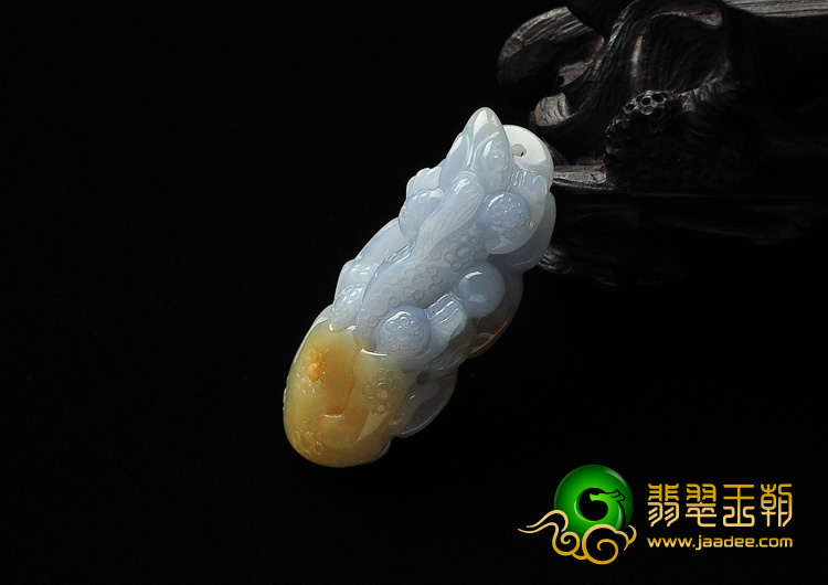 糯冰种紫罗兰黄翡缅甸翡翠A货乳龙出壳挂件