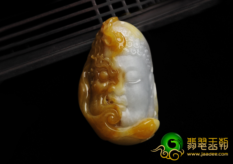 糯冰种晴水褐黄翡缅甸翡翠A货佛与魔一念之差挂件
