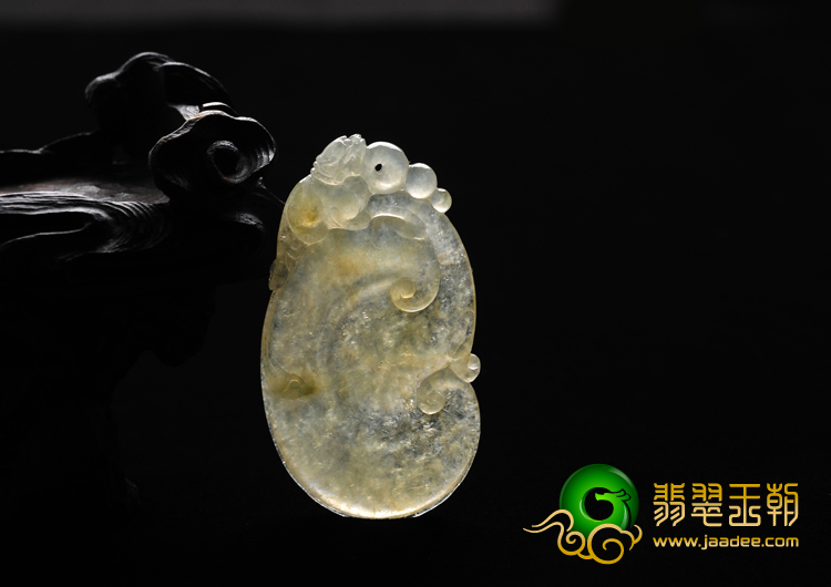 冰种黄翡缅甸翡翠A货如意寿挂件